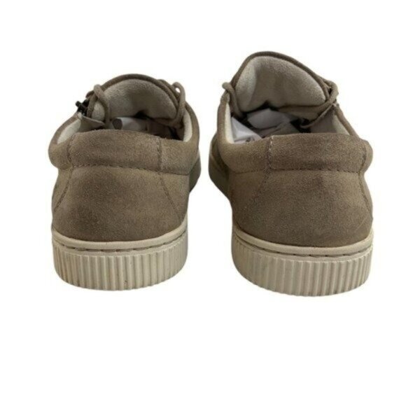 Born Lace Up Tamara Suede Sneakers in Castoro Textured Taupe Zipper Detail - Picture 7 of 8